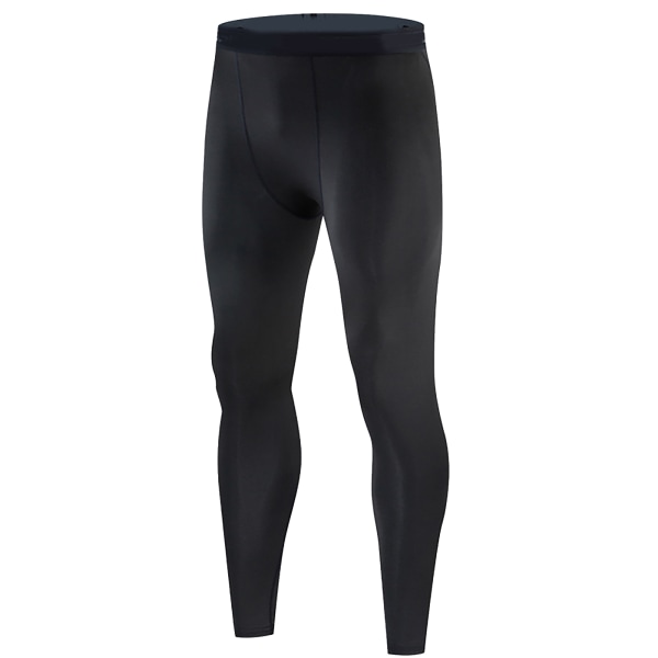 Tiukat leggingsit elastinen polyesteri nopeasti kuivuvat miesten kompressiohousut fitness musta M