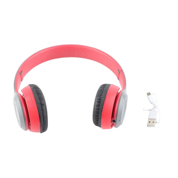 P47 Bluetooth-hodesett multifunksjon dyp bass støyreduksjon Sammenleggbare trådløse sportshodetelefoner for hjemmekontor reise Rød