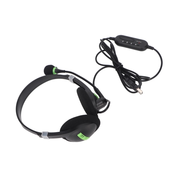 USB Business Headset med mikrofon binaural brusreducerande volym Justerbar Mute USB kabelanslutna hörlurar
