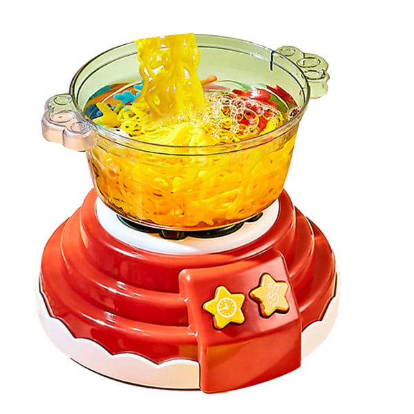 Hot Pot Maker för barn Matlagningsleksaker med låtsasbubbla Ljud Ljussimulering Hot Pot Machine DIY-leksaker Toddler köksleksak Röd