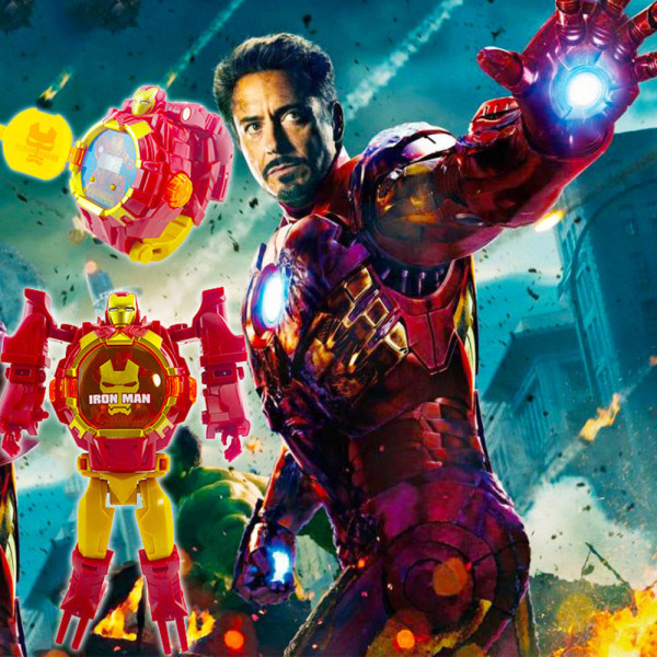 Barnleksaker Rem Handled Superhjälte Transformer Klockor Leksaker Iron Man