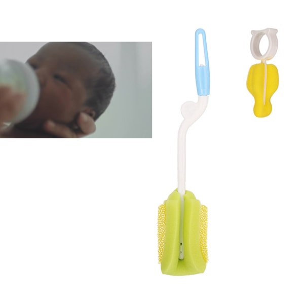 Nyfödd flaskborsterengöring Roterande PP bärbar spädbarnssvamp Nippel flaskborste för baby