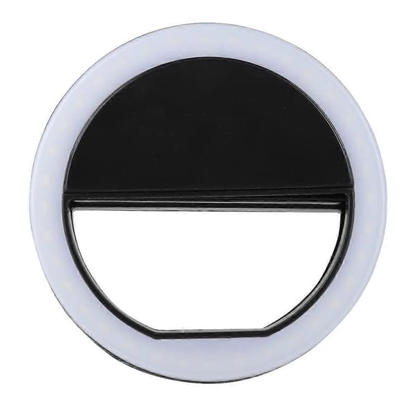 Selfie LED-ringlys Bärbar Telefon Selfie-lampe Lysclips til iPhone (Sort)