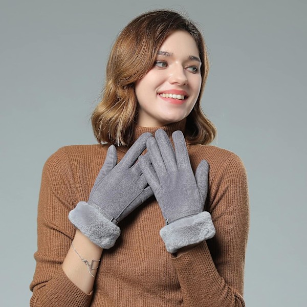 Damvinterhandskar Varma Fleecefodrade Stretch Tjocka Handskar Touchscreen