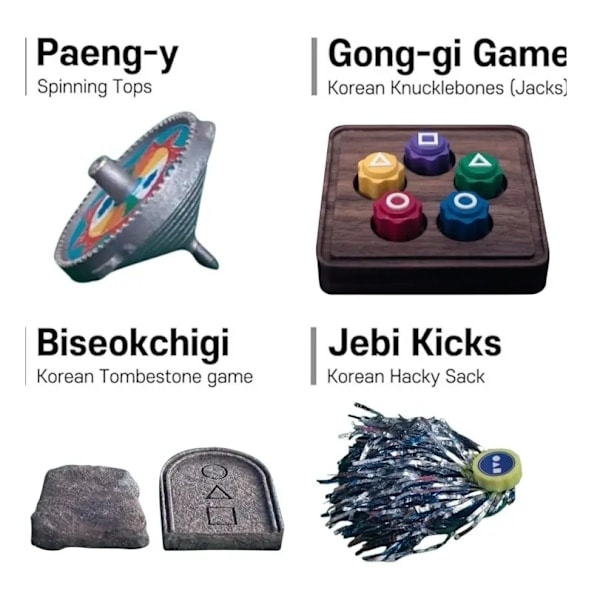 Bläckfiskar Koreanska Folkspel Set Squid Game 2, Koreansk Traditionellt Spel Gong-gi svart 99（PA）