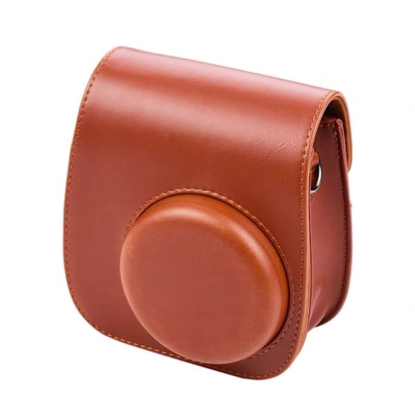 Portable Camera Case Holder Faux Leather with Shoulder Strap