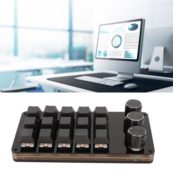 Mini brugerdefineret tastatur 15 taster 3 knapper Programmerbar blå switch Hot swappable programmeringsmakro tastatur til computerspil