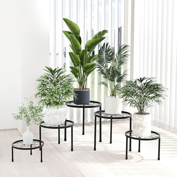 Blomsterställ, växtställ, blomkrukställ, blomsterstöd, för trädgård och balkong, 5-delars set