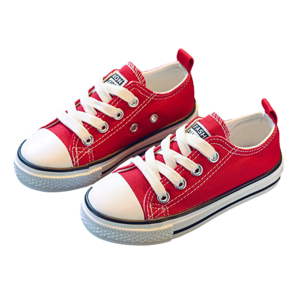 Toddler Little Kid Pojkar ja Flickor Klassisk Slip On Sneaker ja Bomull Red