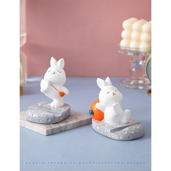 Unik söt mobiltelefonhållare bilhållare cool rolig 3D tecknad katt kanin djurdesign mobiltelefon surfplatta stativ för skrivbord Heart Rabbit