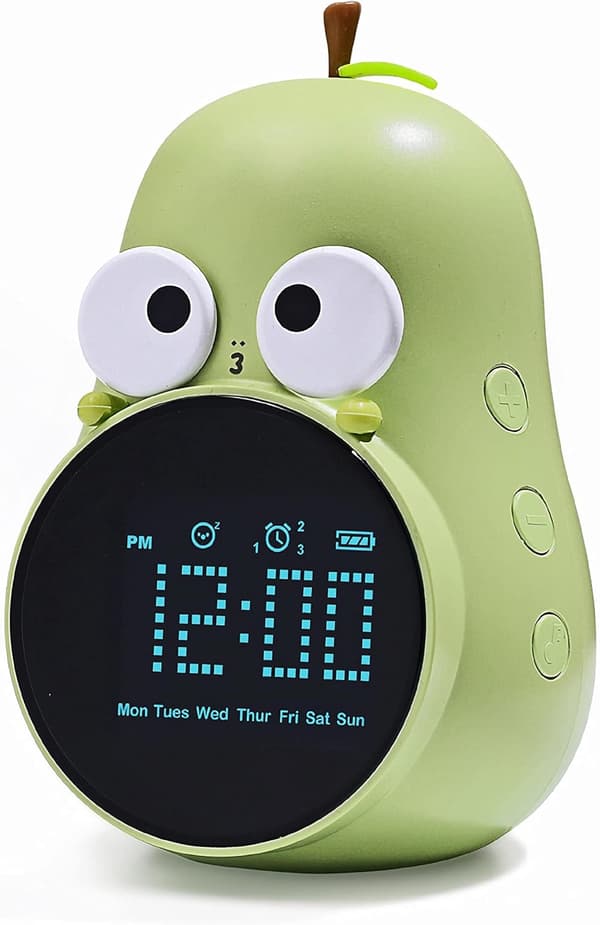 Barnklocka för flickor Päron Alarmklocka med Snooze Toddler Sleep Training Klocka för Sovrum Hemmakontor