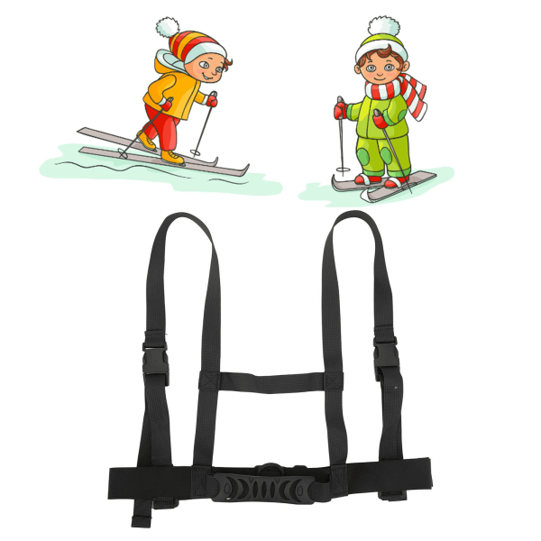 Skiskuldersele for barn med justerbart bånd Snowboard-skøytetreningssele for vintersportsutstyr, svart