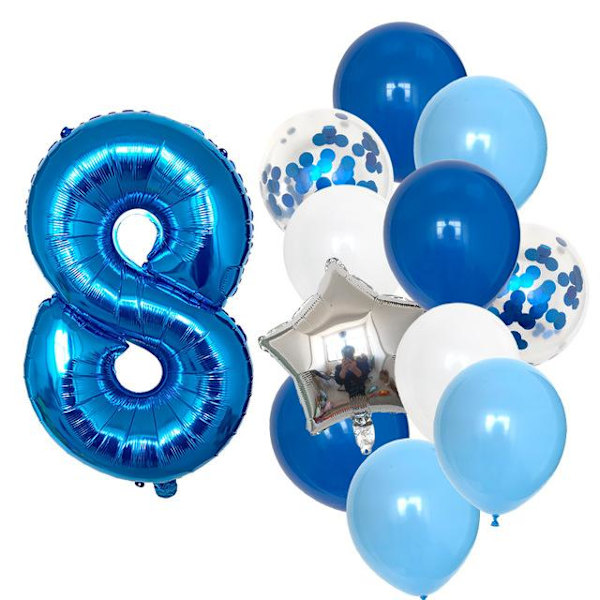 12 stk. Drengefødselsdag Balloner med 32 tommer Blå Nummer Ballon Fødselsdagsfest Dekoration Børn Anniversaires 1/2/3/5/6/8/9 År Gammel Blue 4