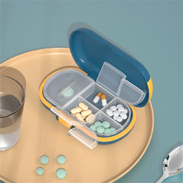 Bærbar medicinæske Stor kapacitet opbevaring Medicinetui Rejsepakningsrum Forseglet værktøj Blå