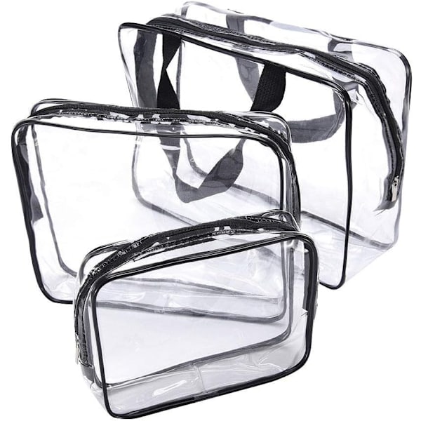 Set med 3 transparenta väskor Black Svart