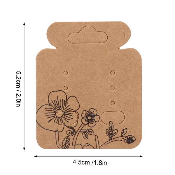 100 stk. Blomstermønster Ørering Pakkekort Ørestuds Displaykort Smykketilbehør 5,2 x 4,5 cm Brun