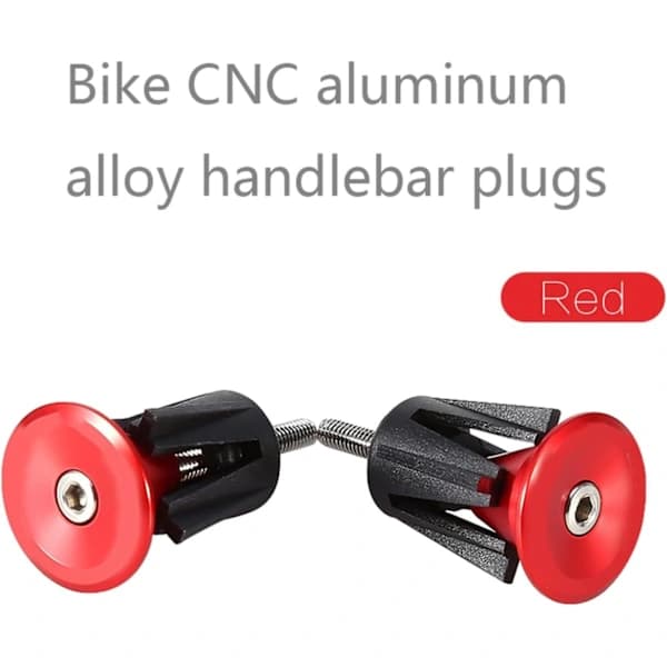 Et par styrstop i rød aluminiumslegering til cykel