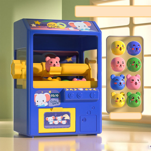 Mini Doll Claw Machine Emulerende musikk Lys Dukke Grabber Machine Pedagogisk leke for barn Blå