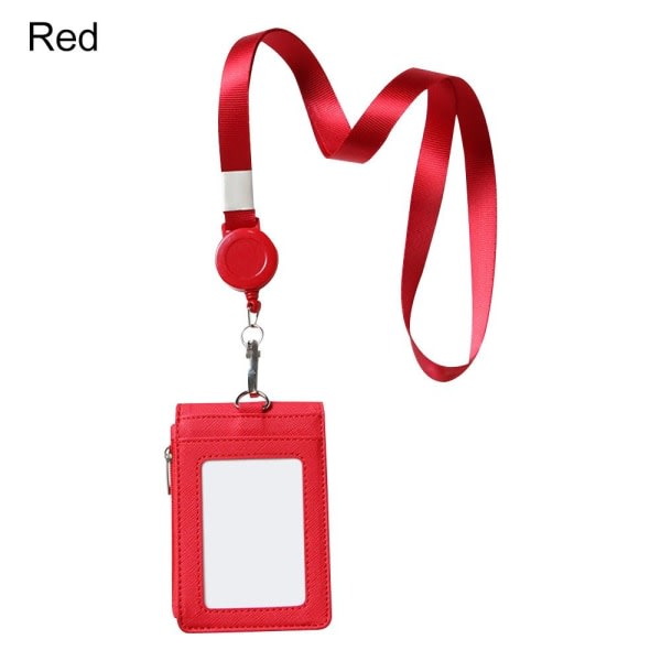 Kort Emblem Holder ID Lanyard Navneskilt RØD Rød Red