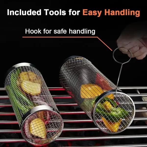 2-pack Rolling Grill Basket | 304 Stainless Steel 35*20*9.5cm 35*20*9.5cm