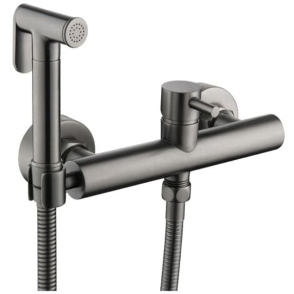 Skjult bidet brusesæt til badeværelse, håndholdt varmt og koldt vand sprøjte, varmt vand toilet, sort.pa