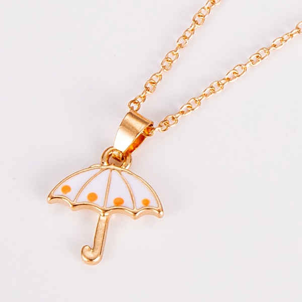 Naturlig stil kvinnor flicka paraply form hänge halsband kedja örhängen Set smycken gåva