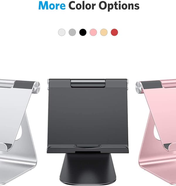 Justerbar tabletstander i aluminiumlegering til iPad Pro Air Mini iPhone Samsung Tab, stabil foldbar, sort