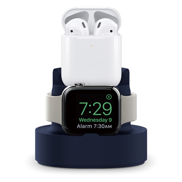 för IOS Phone Earbuds Watch Laddningsstation Multifunktionell Silikon Earbuds Watch Laddningsdocka för IOS Phone Blue