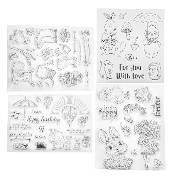 Konstnärlig silikonstämpel, DIY Scrapbooking-verktyg & Påskharstämplar och stansar, Klara stämplar för pyssel & Unik form