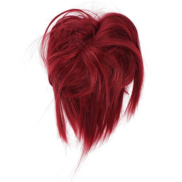 Fasjonabelt rotete bolle-hårstykke med bånd tykt rufsete Updo syntetisk hår Scrunchies forlengelse for kvinner jenterQ17?Burg