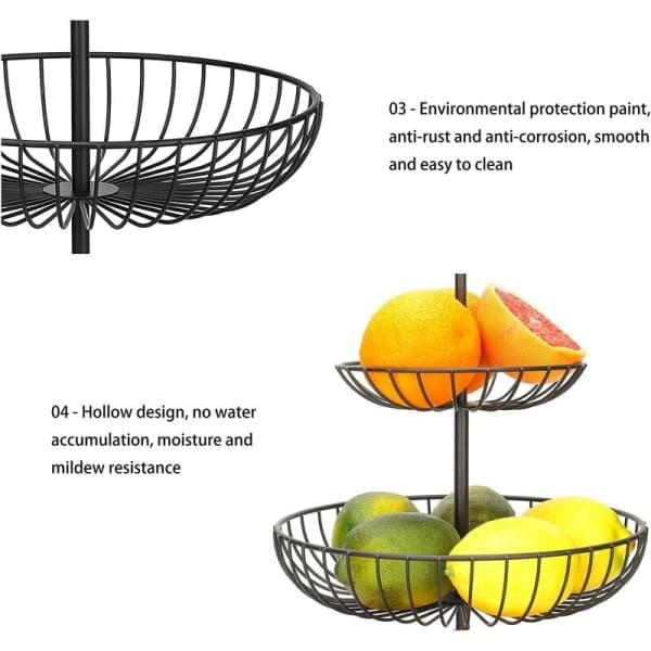 3-Tier Fruit Basket with Detachable Fruit Bowl for Vegetables, Snacks