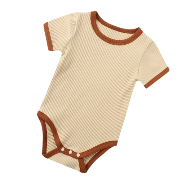 Kortærmede babybodyer Ribbet rund hals Blød Komfortabel åndbar ren farve trekantet babybody til Sunmer 66cm / 26in
