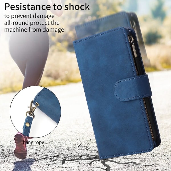 Yhteensopiva Samsung Galaxy A52 5g/4g Kotelo Magneettinen Nahka Vetoketjullinen Lompakko Korttipidike Kotelo Samsung Galaxy A52 5g/4g Sininen.pa