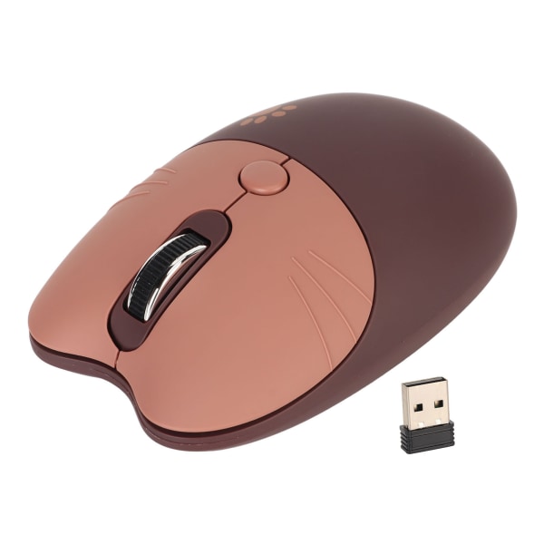 2,4G Cat Wireless Mouse Mute USB -mottagare Söt bärbar 3 nivåer DPI-mus för M3 Laptop-dator Brun