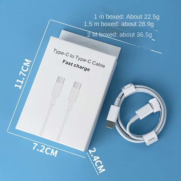 pd20w hurtigopladningshoved egnet til iPhone Apple opladersæt europæisk standard mobiltelefonopladningshoved Fast charging cable: 2 meters C to Type C 60W cable [boxed]