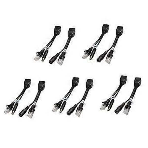 10 stk. (5 par) POE Splitter POE Switch POE Kabel Adapter Tape Skærmet 5V 12V 24V 48V Strømforsyning Cab