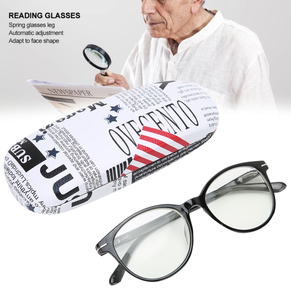 PC-stillige høyoppløselige presbyopiske briller Visual Fatigue Relief Lesebriller (+400 svarte)
