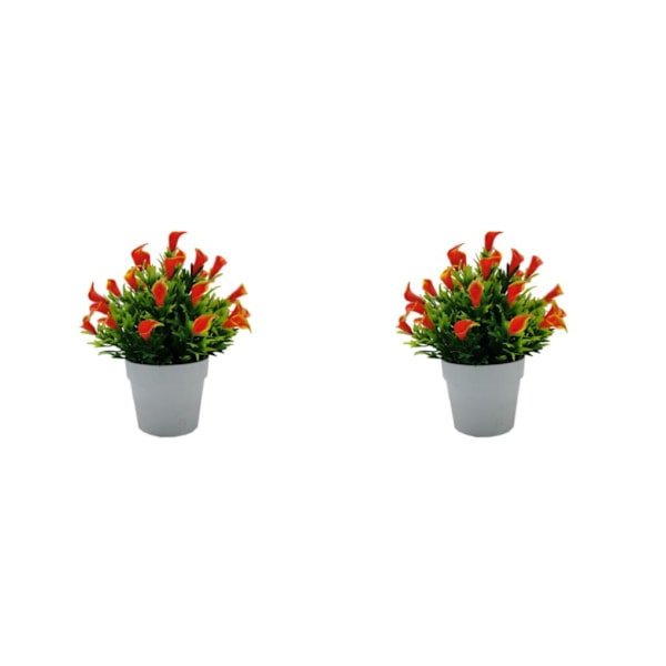 1/2 Kunstig Bonsai-plante for innendørs eller utendørs, falske blomster i solnedgangs-rød sunset red 2PCS
