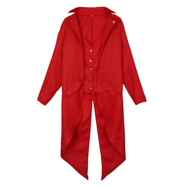 1/2/3 Män Steampunk Frackjacka Gotisk Viktoriansk Kappa Paty Röd XXL Red XXL 1Set