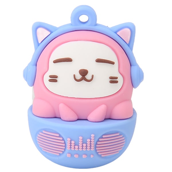 Tegneserie Flash Drive PVC USB2.0 Cat Pattern Plug and Play Stødsikker U Disk til Telefon Laptop Pink Blå 64g