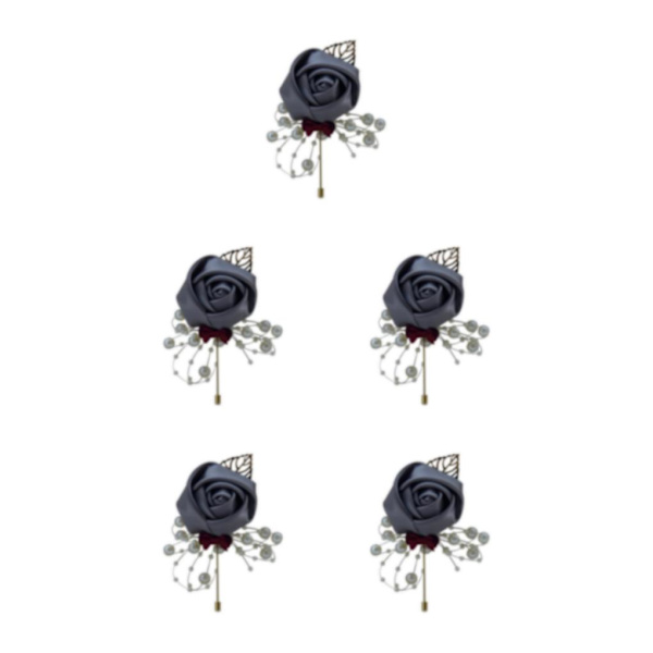 1/2/3/5 Lyxiga bröllopsbroschnålar Chic och eleganta tillbehör mörkgrå dark grey 5Set