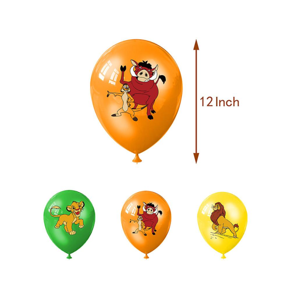 Lejonkungen-tema Barn Födelsedagsfest Tillbehör Kit Banner Ballonger Tårta Toppers Dekor Set orange