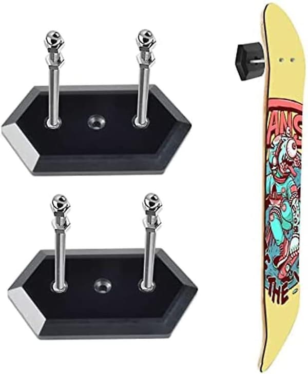 Sæt med 3 vægmonterede skateboardstativer til fremvisning og opbevaring