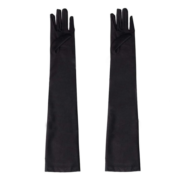 Lange hansker Stretchy solbeskyttelse Myk pustende svart albuelengde hansker for bryllupsfest sykling 20,5 tommer
