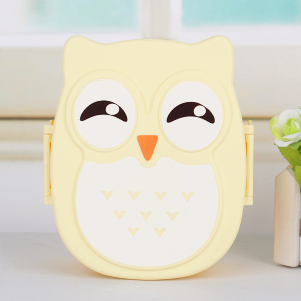 Plast Bärbar Cartoon Uggla Lunchbox Matsäker Mikrovågsugnssäker Förvaringsbehållare