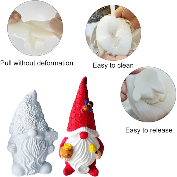 Tomte Lys Silikonform Støbeform Dværg Gips Silikon Gnome G