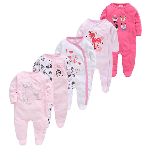 Vår Baby Pyjamas Flickor Pojkar Jumpsuit 100% Bomull Andningsbar Mjuk Jumpsuit Elfenben Elfenben Ivory 6-9M