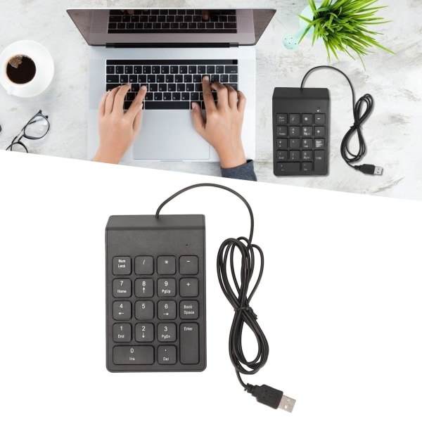 Langallinen numeronäppäimistö 18 näppäintä Ergonominen USB Plug and Play Hiljainen kirjoittaminen Mininumeronäppäimistö PC Kannettava Pöytäkone 2 kpl