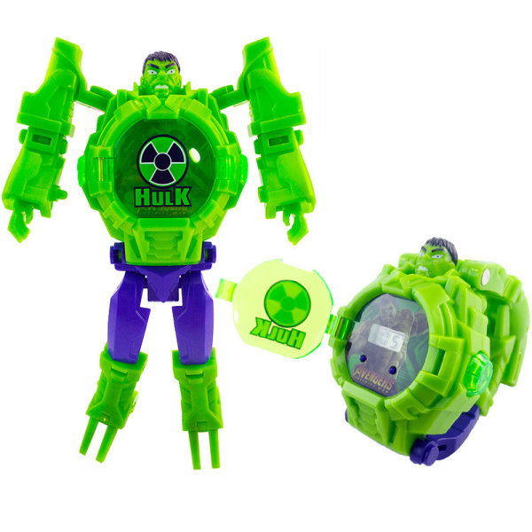 Barn Pojke Tecknad Superhjälte Transformator Leksaker Rem Watch på The Incredible Hulk