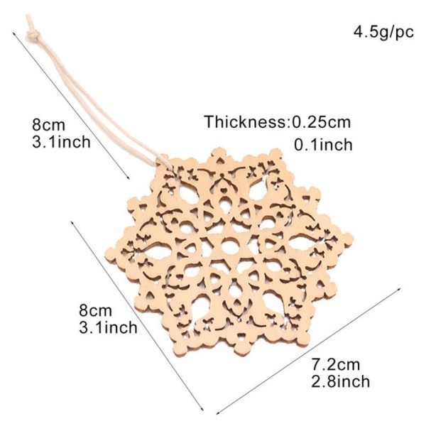 10 stk. Udhulede snefnug påskevedhæng i træ